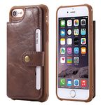 Wallet Leather Case for iPhone 6 6s 8 7 Apple 4.7inches,Kickstand Protective Card Holder Magnetic Snap Wrist Strap Durable Cover Shell Girl Boy Men Women-Coffee