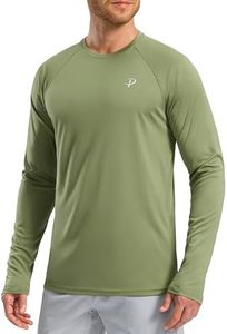 Pudolla Mens Sun Protection Shirts UV SPF T-Shirts UPF 50+ Long Sleeve Rash Guard Fishing Running(Olive XL)