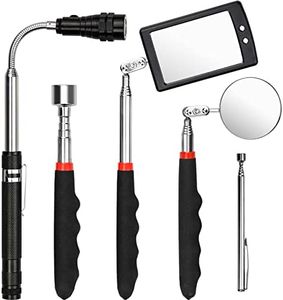 5 Pick Up Tool, Magnetic Lifter, Inspection Mirror, Magnetic Telescopic Tool with LED Torch, Square/Round Inspection Mirror and Telescopic Handle, 360° Rotatable for Extra Observation