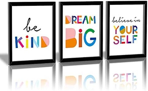 Cartoon Rocket Art Picture Space Posters Astronaut Art Print Set of 4 (10"X8"Kids Inspirational Wall Art for Nursery, Framed Watercolor Words, 8 x 10 Inch