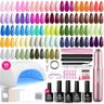 Beetles 55Pcs Gel Nail Polish Kit with U V Light and Nail Drill - 32 Color Gel Nails Kit Fun Camp Professional Manicure Set with Everything and Base Top Coat Home Salon Gifts for Women