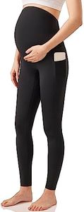 Enerful Maternity Leggings Over The Belly Activewear Pregnancy Stretch Workout Yoga Pants Tights with Pockets Black Small