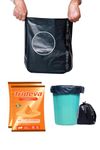 Trideva HEAVY DUTY Medium Size 20x20 Inch Pack of 2 Black (14 Pcs in Each Pack) 75 Micron Biodegradable Garbage Bag| | Trash/Dustbin Bags (Weight 500 Gram per Pack)