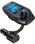 Bluetooth FM Transmitter in-Car Wireless Radio Adapter Kit 1.8" Color Display Hands-Free Call AUX in/Out SD/TF Card USB Charger QC3.0 for All Smartphones Audio Players bluetooth aux adapter car