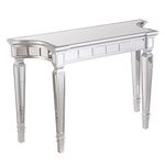 Glenview Mirror Console Table - Mirrored Surface w/Silver Matte Trim - Glam Style