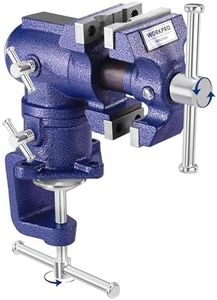WORKPRO Dual Jaws Table Vise 2.5"&1.5", 360° Swivel Clamp-On Bench Vise for Woodworking, Metalworking, DIY,Multi-position Small Portable Vise, Mini Vice Clamp for Workbench, Golf Club Regripping