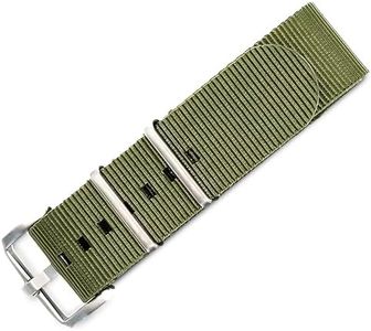 BluShark - Original Collection Military-Style Waterproof Watch Strap, Fits All Timepiece Brands, Durable Nylon Wristwatch Accessories with Stainless Steel Buckle, Army Green, 20mm