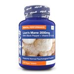 Zipvit Lion's Mane Mushroom Supplement 2000mg with B1, B5 & Black Pepper, 4 Month Supply, 120 Vegan Tablets, Supports Brain Function, Mental Performance, Reduces Fatigue, Not Powder or Capsules