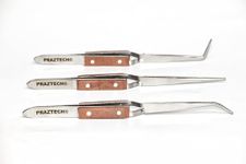 PRAZTECH® Heat Insulated 3 Angled & Straight Self Locking Soldering Tweezers - Watch | Jewellers | Hand Free Cross Lock Set