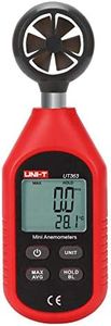 UNI-T UT363 Handheld Anemometer Wind Speed Meter Wind Chill Air Temperature Gauge -14°F to 122°F (-10°C to 50°C) with LCD Backlit Max/Avg Data Hold