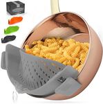 Zulay Silicone Pot Strainer - Adjustable Snap On Strainer For Most Pots & Pans - Food Grade, Heat Resistant Pot Strainer Clip On Silicone Colander For Draining Pasta, Fruits, & Vegetables (Gray)