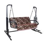 S K Grill Art Swing (Jhula) With Stand For Home Indoor/Balcony/Garden/Patio (Two Seater, Black, Metal) - 152 Cm, 132 Cm