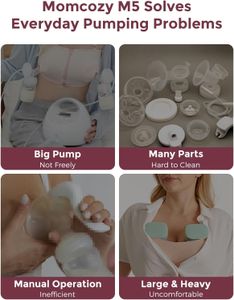 Momcozy M5 Wearable Smart Breast Pump, APP-Controlled, 24mm, 2-Pack, Cozy Red