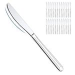 BEWOS 24-Piece Dinner Knives, 9-Inch Dinner Knife Set, Butter Knife, Food Grade Stainless Steel Knives, Sharp knives Bulk, Metal knives, Mirror Polished Table knives, Multiple Silver Knives