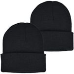 EINSKEY Cuffed Beanie Hat, 2-Pack Unisex Classic Slouch Knit Hat Stretchy Soft Thick Warm Winter Daily Skull Cap Watch Cap