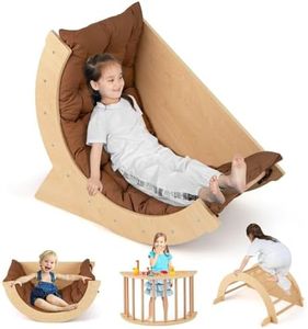 HONEY JOY 6 in 1 Climbing Arch for Toddlers, Wooden Kids Rocker Arch Climbing Toy with Removable Cushion, Montessori Sensory Table Playset for Kids 1-8 Years Old, Indoor Play Gym Climber, Coffee