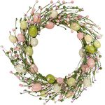 idyllic Easter Wreath with Colorful Eggs for Front Door Wall Decor Holiday Decoration 18"