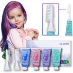 COLAYERIST Temporary Hair Dye for Kids & Adults Washable, 4PCS Hair Chalk for Kids，Temporary Hair Colour Wax Girls Birthday Presents, Kids Temporary Hair Makeup Sets Dye for Dark Hair