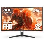 AOC C32G2ZE 32" Curved Frameless Gaming Monitor, Full HD 1920x1080, VA, 0.5ms 240Hz, AMD FreeSync Premium, DP/HDMI/VGA, VESA, 3-3-1 Re-Spawned Program Black