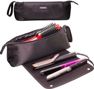 ANGENIL Bolsa de Viaje para Planchas de Cabello Grandes, Estera Térmica 2 en 1, Estera Resistente al Calor para Rizadores, Bolsa de Herramientas para el Cabello