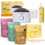 Mylee Professional Waxing Kit with Wax Heater, Hard Wax Beads Set 3x250g, Spatulas - Stripless Depilatory Waxing Pellets Solid Film Beans No Strip Needed (Advanced Wax Bundle)
