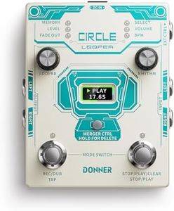 Donner Circle Looper Pedal, Stereo Guitar Loop Pedal for Pedal Boards, 40 Slots 160 mins Loop Pedal with Drum Machine 100 Drum Grooves, Tap Tempo, Fade Out