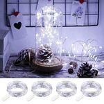ANJAYLIA 4 Pack Fairy Lights, 10ft 30 LED String Lights Battery Operated Waterproof Cool White Moon Lights on Silver Wire Firefly Lights for DIY, Home Decor, Party