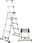 Telesteps 10ES Fully Automatic Telescoping Ladder, with Patented One-Touch Release, OSHA Compliant 6 ft, Wide Pro Step, Telescoping A-frame stepladder, with 2 extra safety leaning rungs, Up to 10 ft Reach may be possible