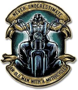 Never Underestimate an Old Man with a Motorcycle 7 inch Decal for Motorcycle, Cars, Trucks, Motorcycles, Boats & Laptops (2-Pack)