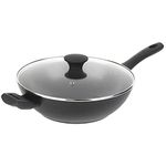 Salter BW08780 Geo Hex Non-Stick Wok With Lid - 28cm Wok, Lightweight, Side Handles, 5 X Tougher* Diamond-Effect, Suitable For All Cooking Hobs, Dishwasher Safe, Hi-Low Technology Reduces Burning