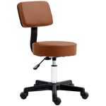 HOMCOM Beautician's Swivel Salon Chair w/Padded Seat Back 5 Wheels Adjustable Height Salon Hairdressers Tattoo Spa Rolling Cushion Professional 48cm Brown