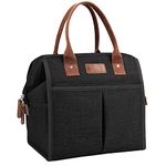 Lunch Bag for Women & Men, Insulated Lunch Box Cooler Tote Bags, Adult Reusable Lunch Boxes with Water Resistant for Work, Travel and Picnic (Black)