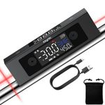 eSynic Professional Digital Inclinometer Angle Finder with Laser Magnetic Digital Level Box Rechargeable Angle Gauge Protractor Measurement Tool With 2 LCD Display/Dual Axis/°、%、MM/M for Working-Black