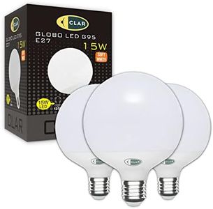 CLAR - Bombilla Grande Globo, Bombilla LED E27 15W, Bombilla Globo, Bombilla Globo E27, Bombilla Globo LED E27 Luz Calida, Bombilla LED E27 Globo Grande, Bombillas Globo Grandes, 3000ºK (Pack 3)