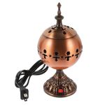 TEHAUX Plug-in Incense Burner Vintage Decor for Home Portable Burner Home Decorations Iron Decorative Electric Censer Antique Censer Holder Burner Centerpiece Conical Incense Burner Seat