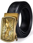 Barry.Wang Batman Belt Gold Design Black Leather Novelty Buckle Gift