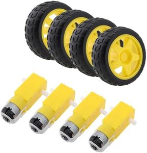 DiGiYes 4Set DC TT Motor Wheel Kit 4PCS DC Electric Motor 3-6V Dual Shaft Geared TT Magnetic Gearbox Engine with 4Pcs Plastic Car Tire Wheel