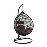 Bhairav Store Rattan Furniture Single Seater Swing Chair Hammock Swing Chair With Stand & Cushion Hammock Hanging Jhula For Indoor, Outdoor, Balcony,Home, Patio, Yard, Balcony, Garden