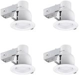 Globe Electric 90958 4" Rust Proof Indoor/Outdoor Ridged Baffle Round Trim Recessed Lighting Kit 4-Pack, White, Easy Install Push-N-Click Clips, 3.88" Hole Size, Ceiling Light, Porch Light