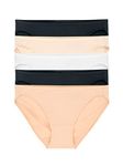 Felina Smooth Low Rise Bikini Panties - Seamless Underwear for Women, Panties for Women (5-Pack) (Black White Bare, Small)