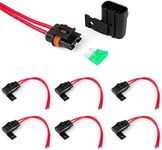 Zhushan 6 Pack Weatherproof Style ATO/ATC Fuse Holder with Cover for Automotive and Marine（12 AWG 30A）