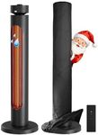 Outdoor Electric Patio Heater, 2000W Infrared Heater with 8 Heating Levels, Tower Space Heater with 75°Oscillation, Tip-over Protection, IP45 Waterproof, 8H Timer, Remote Control, 33 Inch, Black