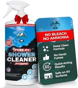 Shower Cleaner for RV & Camper Bathrooms, 32oz Trigger Spray, Bleach Free Ammonia Free Plastic & Fiberglass Shower Cleaner, Removes Soap Scum, Hard Water and Mold & Mildew Stains, Low Odor