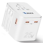 OREI World Travel Adapter Plug International All in One Power with Dual USB - for Europe, South America, Asia, Africa and More - Over 150 Countries