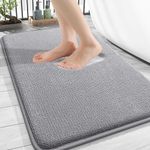 OLANLY Luxury Memory Foam Bath Mat, Extra Soft Absorbent Bathroom Mats, Quick Dry Bathroom Rugs, Non-Slip, Machine Washable Bath Mats for Bathroom Floor, Tub and Shower, 20x30, Grey