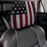 Bagea-Ka American Flag Patriotic USA Pattern 2 Pack Car Headrest Cover Seat Rest Protector Cover Universal Fit Most Car/Truck Models for Women Men