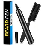 Stolenband® Beard Pencil Filler For Men Barber Styling Pen with Bristle Beard Brush Waterproof, Sweat Proof Natural Shaping Up for Men Beard, Moustache & Eyebrows-Black