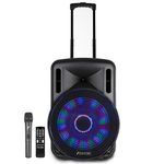 Fenton FT15LED Portable Speaker with Microphone - Bluetooth Party Speaker with LED Lights, PA Speaker with Bluetooth and Wireless Mic, PA & Stage, Portable PA Systems, Portable PA Speaker