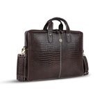 HAMMONDS FLYCATCHER Genuine Leather Office Bag for Men, 15.6 Inch Laptop Bag, Professional Leather Bag, Adjustable Straps, Multiple Compartments, 1 Year Warranty - Croc Timber Brown