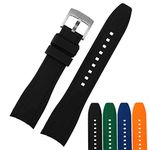 Strapseeker Dexter Top Grade Silicone Curved Lug End Watch Strap- Watch Bands For Men & Women -Waterproof Rubber Bracelet for Sports & Dive Watches-Replacement for Rolex, Omega & Seiko Watches Black, Blue, Orange, Green (20mm, Black)